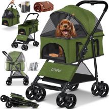 Lovpet - Hundewagen 2in1 Hundebuggy Hundebox Transporttasche Faltbar klappbar bis 20 kg Haustiere Buggy mit Netzfenstern & Regenschutzabdeckung