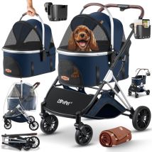 Lovpet - Hundewagen 3in1 Hundebuggy Hundebox Transporttasche 360° Große Räder Faltbar klappbar Haustiere Buggy mit Netzfenstern &