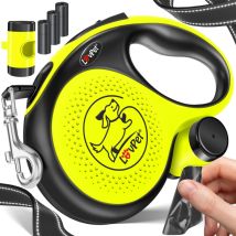 Laisse À Enrouleur Pour Chiens Pour Petits Et Grands Chiens Poignée Ergonomique & Antidérapante Rallonge De Laisse 360° - Jaune - 3 Meter - Lovpet