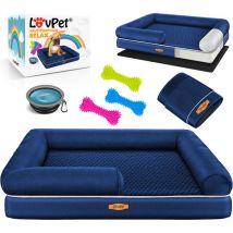 LOVPET Orthopädisches Hundebett, Hundekissen, Hundekorb Relax, Inkl. Napf + 3X Kauknochen, Hundesofa für Kleine, Mittelgroße & Große Hunde, Bezug