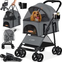 Poussette pour chien 2en1 Buggy pour chien Boîte pour chien Sac de transport Pliable Pliable jusqu'à 20 kg Animaux domestiques Poussette avec