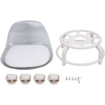 Low Rolling Stool with Wheels Back Support Small Acrylic Short Silent Mini Roller Seat Transparent Gray