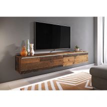 Muebles Slavic - Meuble tv Lowboard d 180 cm, meuble télévision sans éclairage led, meuble télévision suspendu, couleur Old Style