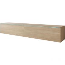 Muebles Slavic - Meuble tv Lowboard d 180 cm, meuble télévision sans éclairage led, meuble télévision suspendu, coloris chêne Gaya