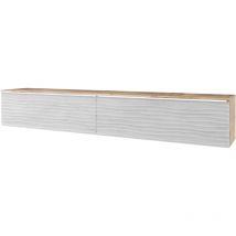 Muebles Slavic - Meuble tv Lowboard d 180 cm, meuble tv avec éclairage led, meuble tv suspendu, couleur marron/béton ondulé