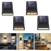 Loy Lampada da parete a led per esterni da 4 pezzi Luce solare impermeabile IP65 [Classe di efficienza energetica a++]