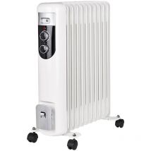 SETPOINT Elektro-Ölradiator 2500W 11 Rippen 3 Heizstufen 60x51cm Überhitzungsschutz Kompakt mit Rollen