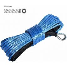 Câble de Treuil Synthétique avec Gaine, Cordes de Remorquage Synthétique à 12 Brins pour Voiture Camion ATV UTV, Bleu 6 mm x 15 m
