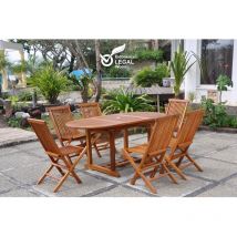 Lubok : Salon de jardin Teck huilé 6 personnes - Table ovale + 6 chaises