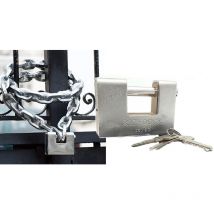 BS - Lucchetto Catenaccio Corazzato Antiscasso per Cancello Serranda 3 Chiavi 70MM