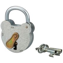 Lucchetto con chiave 2493, vintage, acciaio, esterno, arco zincato, 55 mm, 2 chiavi Thirard