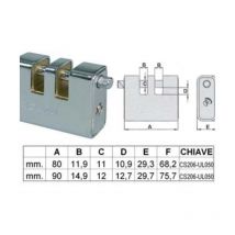Lucchetto corazzato a due bocche - mm.90 Sicuro
