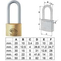6pz Lucchetto Ottone Arco Lungo Prium Cifratura Unica Ka Pl112 Mm20