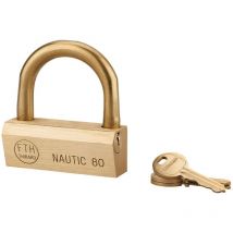 Lucchetto Ottone Nautic 80mm, 3 chiavi, anticorrosione, waterproof, uso esterno arco ottone Thirard