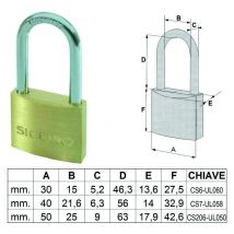 Lucchetto ottone arco lungo - mm.40