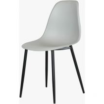 2x Curve Chair, Light Grey Plastic Seat With Black Metal Legs