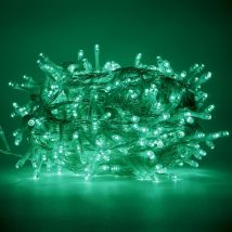 Chaine a' cordes Luccika Home se'rie 15 mt de 300 lumie'res de sapin de Noel a' led vert aqua Cable transparent 31V avec 8 jeux de lumie're et