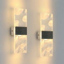Comely - Lampada da Parete led Interna 12W Design Moderno in Acrilico Ideale per Camera da Letto, Soggiorno, Corridoio, Scala - 2 Pezzi - Argento