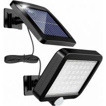 Lampada solare da esterno con sensore di movimento a 56 led, Lampada solare da giardino impermeabile IP65 a 120° con cavo da 5 m Fontainebleau