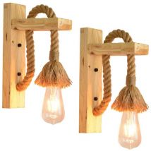 Sdlogal - Apliques de salón y entrada, Ultrixe Aplique Interior Madera Retro Lámparas de pared de cuerda de cáñamo para cafetería Hotel Restaurante,