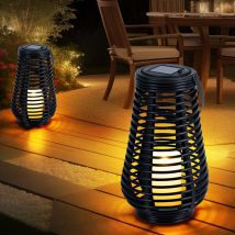 Nowa - Luci solari per esterni Lampada da tavolo solare a led Lampada a sospensione da giardino Lanterna a led effetto fiamma, con effetto luce