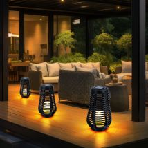 Nowa - Luci solari per esterni Lampada da tavolo solare a led Lampada a sospensione da giardino Lanterna a led effetto fiamma, con effetto luce