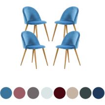 Pn Home - Ensemble de 4 chaises de salle à manger en velours Lucia - Chaises de salle à manger modernes avec rembourrage et dossier incurvé et pieds