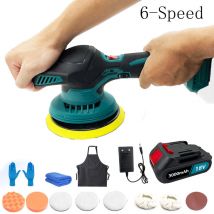 Teetok - Lucidatrici, lucidatrice per auto senza fili da 6 pollici, lucidatrice elettrica a 6 velocità con attacco pastiglie+ 1 batteria +