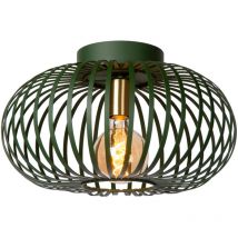 Manuela - Flush Ceiling Light - Ø39.5cm- 1xE27 - Green - Lucide