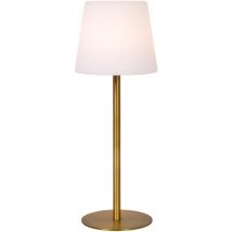 Tyon - Wiederaufladbare Tischlampe Innen/außen - Akku/batterie - Ø 15 Cm - Led Dim. - 1x2w 2700k - Ip65 - Mattes Gold / Messing - Lucide