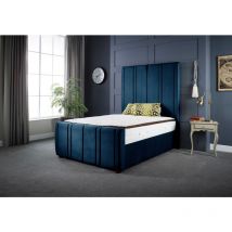 Lucinda Panel Blue Luxury Velvet Upholstered Bed Frame Small Double