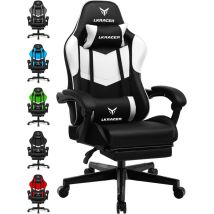 Luckracer - Chaise De Gaming Avec Repose-pieds, Ergonomique, Avec Coussin Lombaire Réglable, Oreiller, Chaise De Jeu, Chaise Gamer Réglable En Hauteur