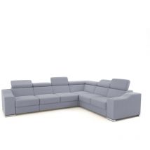 LUCKY COTELÉ - Canapé d’angle convertible réversible en velours côtelé gris clair
