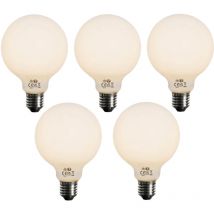 Luedd - Juego de 5 Bombilla led regulable en 3 pasos E27 opal G95 4W 450lm 2700K