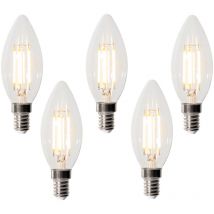 Juego de 5 bombillas led E14 regulables en 3 pasos B35 transparentes 4W 450 lm 2700K - Luedd