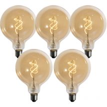 Luedd - Juego de 5 bombillas led E27 regulables con filamento en espiral doradas G125 4W 270 lm 2700K