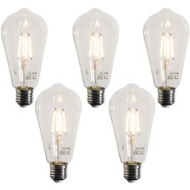 Set Di 5 Lampadine A Filamento Led E27 St64 Trasparenti 4w 470 Lm 2700k - Luedd