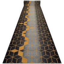 Läufer Antirutsch 133 cm heksagon Hexagon schwarz / gold black 133x220 cm