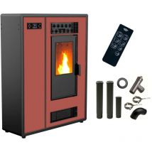 Luft- Pelletofen Slim Astral 12,2 kW Bordeaux Sannover + Kaminbau-Anschluss-Set