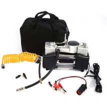 Luftkompressor, 12-V-Mini-Luftkompressor, tragbares Autoreifen-Inflator-Kit, Hochdruckpumpe mit Batterieklemme und Spiralschlauch für Autos und