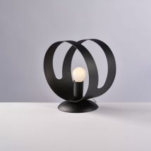 Belight - Lumetto in ferro laccato nero con fascia tagliata a laser 1 luce H.22 - Ø19
