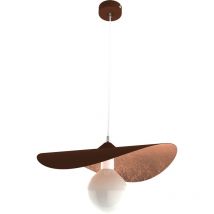 Lumicom - piuma Suspension, 1X E27, max 42W, métal, marron corten/feuille cuivre, D.40cm 40 Corten/feuille de cuivre - Corten/feuille de cuivre