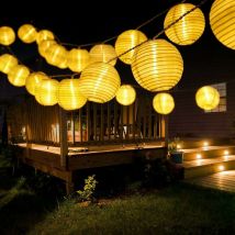 Linghhang - Lumière blanche) Guirlande lumineuse solaire d'extérieur 6M 30pcs led Lanterns Outdoor Waterproof String Lights 8 Modes Solar Lighting
