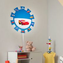 Etc-shop - Lampe de chambre d'enfant, lampe de salle de jeux, applique murale, applique murale, lampe pour enfant, Cars Sticker, acier, verre, blanc,