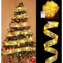 Lumière de Noël à Ruban led, 5M/16.4ft 50 led Guirlandes Lumineuses à Ruban Brillant Fonctionnant sur Batterie Ruban Sapin Noël led pour Décoration