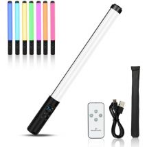 Lumière de photographie led bâton lumineux vidéo 2700K/6500K/RGB couleur 10 télécommande lumineuse noir