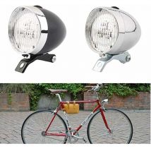 Lumière de vélo, éclairage avant de vélo, lampe de vélo rétro (argent).