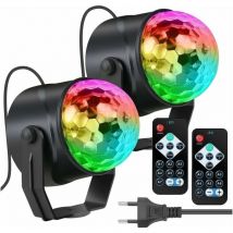 Basetbl - Lumière Disco, 2PCS 7 Couleurs rgb Boule Disco 360°Rotation avec Télécommande, Portable Plug et Play Lumière de Scène à Commande Vocale