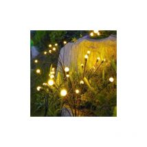 Lumière led solaire en forme de luciole étanche décoration de jardin extérieur lumière de paysage décorative, lumière de couleur chaude, 6 lumières