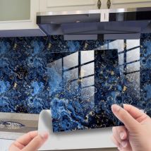Lumière luxe bleu imitation marbre grain Crystal film tuile sticker décoration d'intérieur autocollant mural autocollant au sol 10 10cm 10pcs